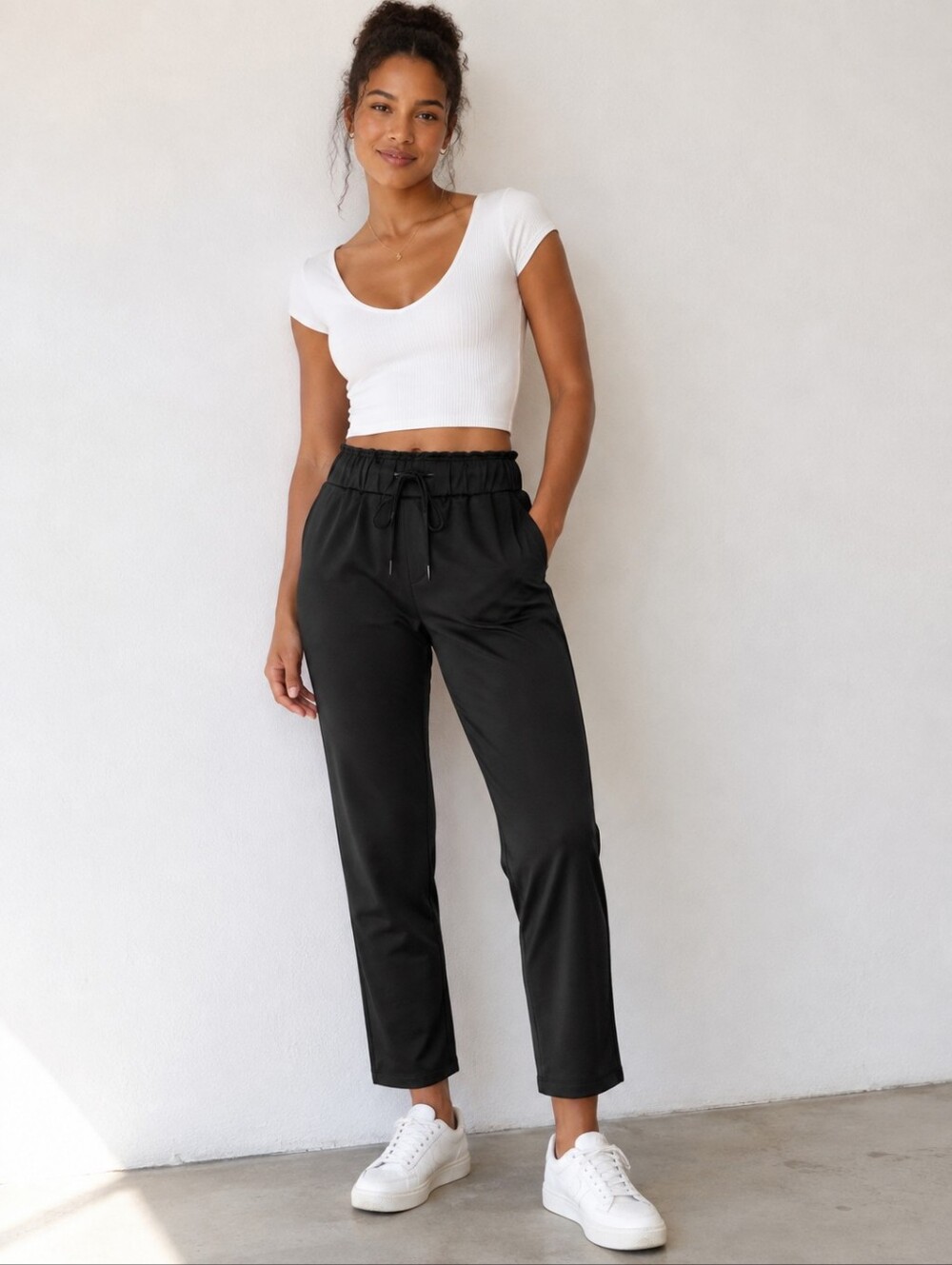 ❤️ NWT! MAISON D'AMELIE STRAIGHT ANKLE JOGGER PANTS, BLACK, MEDIUM